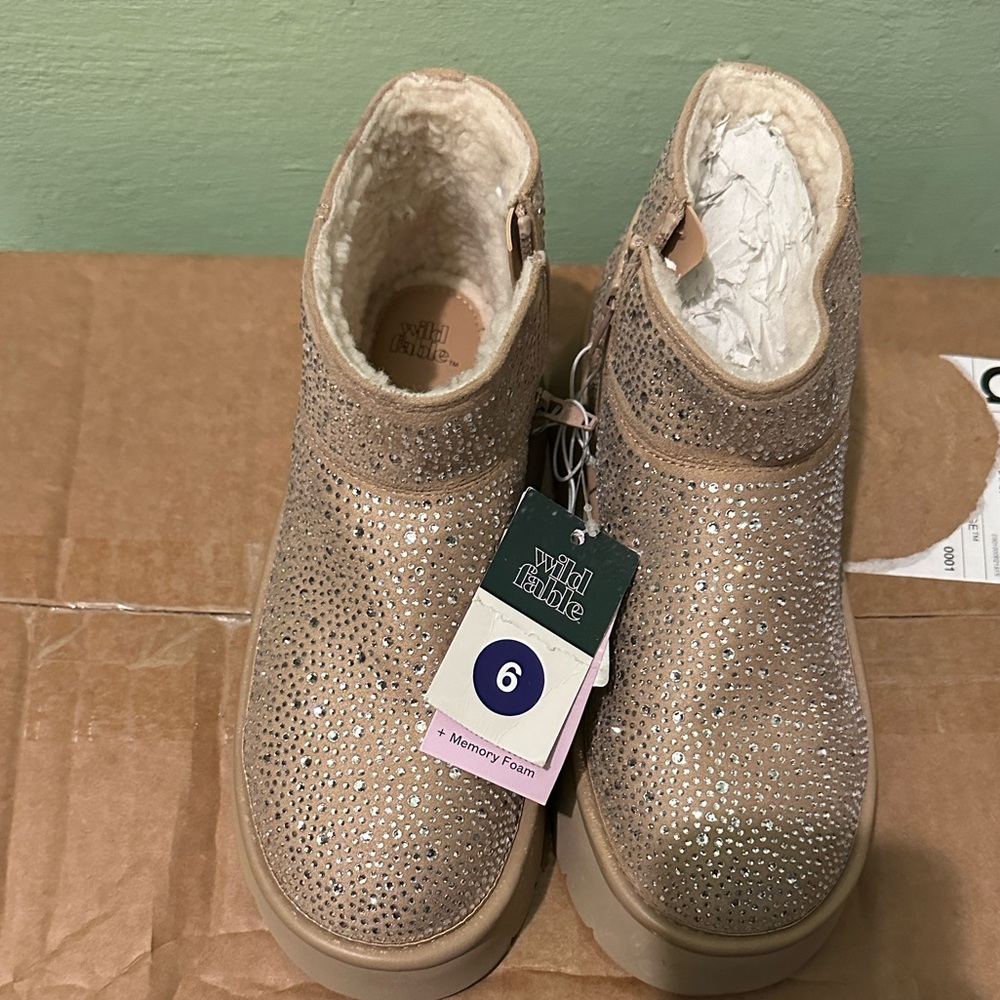 Wild Fable Glitter Ankle Boots - Tan